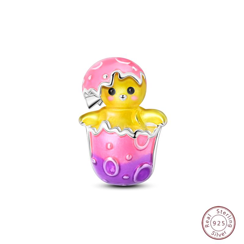 Copper Beaded Pendant Shiny Zircon Dessert Donut For Original 3Mm Bracelet Ladies Fine Jewelry