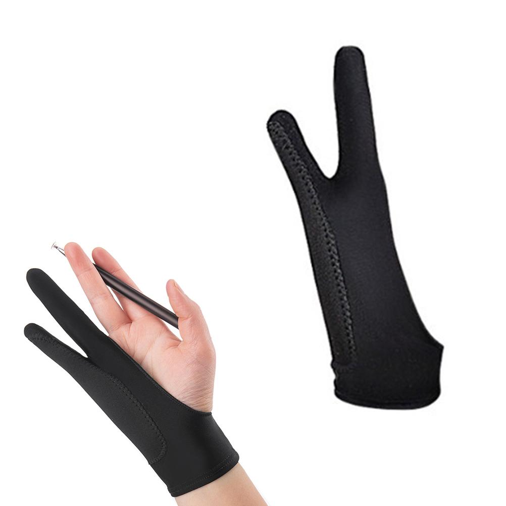 2 Pcs Artist Gloves with Two Fingers Palm Rejection Gloves for Stylus Pen Pencil Sketching Painting Right or Left Hand