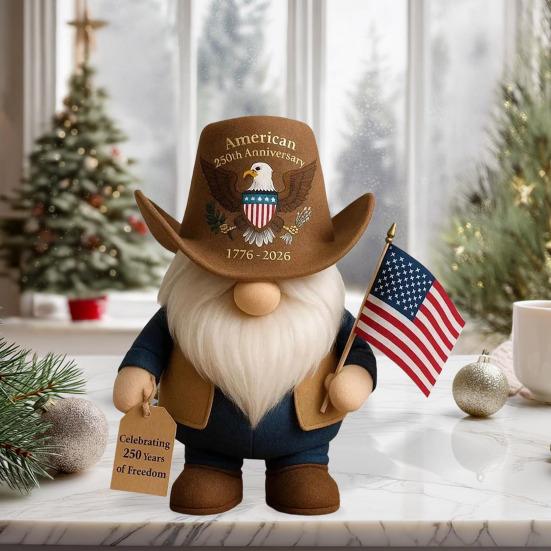 Jubileum Cowboy Nisse Dukke Patriotisk Alv Figur for 4. av