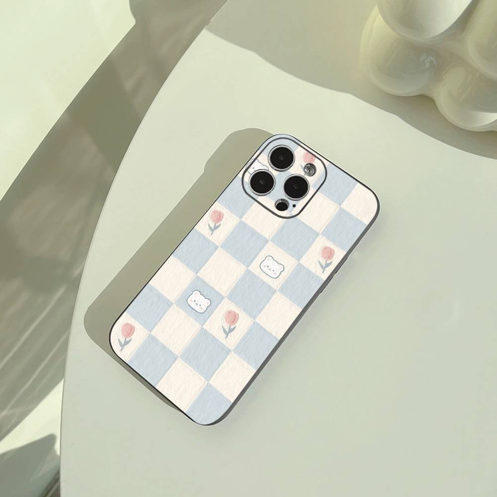 

Fresh Checkerboard Phone Case For iPhone 17,16,15,14,13,12,11 Pro Max,16Plus,XS Soft Black Cover iPhone11PROMAX