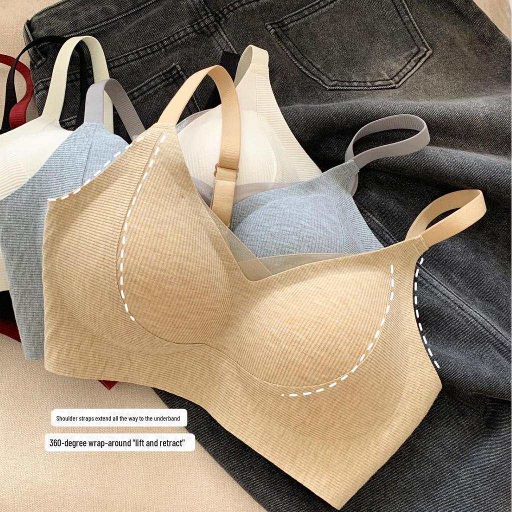 "Women's Seamless Breathable Lift Bra – Soft Support for Small Bust, Nude Color, Autumn/Winter Collection"