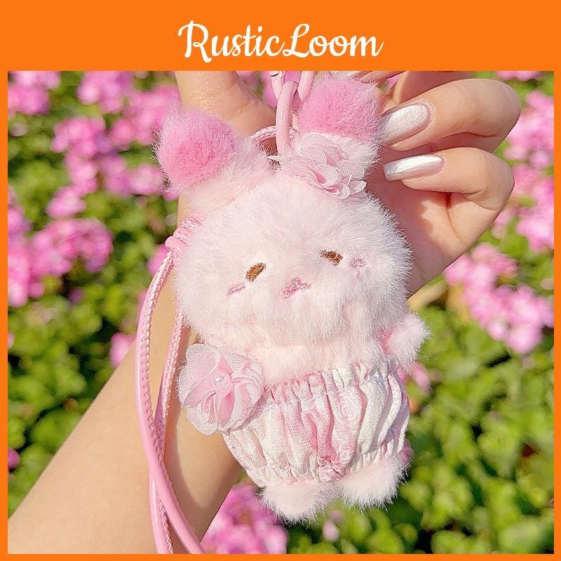 Bear Blossom Cherry Rabbit Cat Plush Keychain Stuffed Doll Toy Pendant Gift