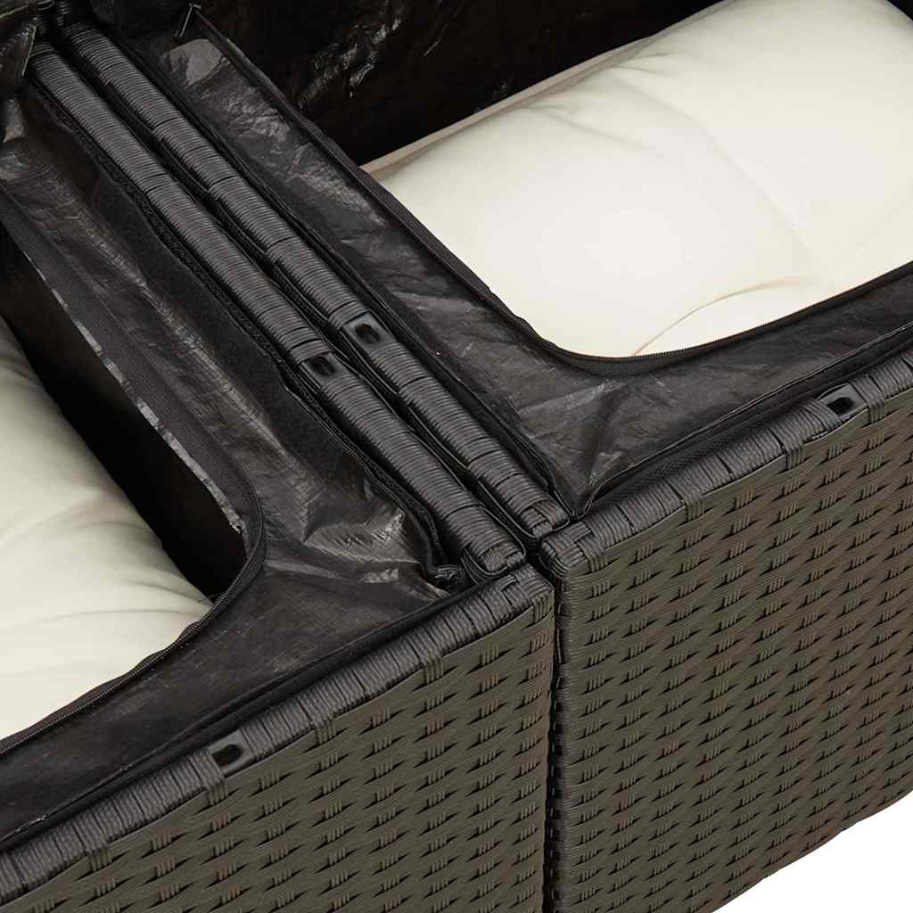 Vidaxl 6-Cz. Set di Mobili da Giardino con Cuscini, Polyrattan Nero