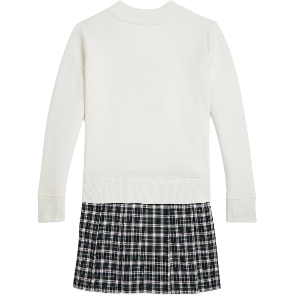 Polo Ralph Lauren Letter Print Pullover V-Neck Long Sleeve Dress Kids Dresses CWPODRSG3D21072-100