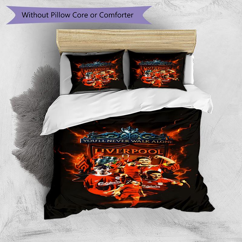 Set copripiumino 3 pezzi (1*Copripiumino + 2*Federe, Senza Nucleo),Set Biancheria da Letto con Stampa Liverpool F.C, Decorazione Camera da Letto, Per Tutte le Stagioni, Regalo di Compleanno