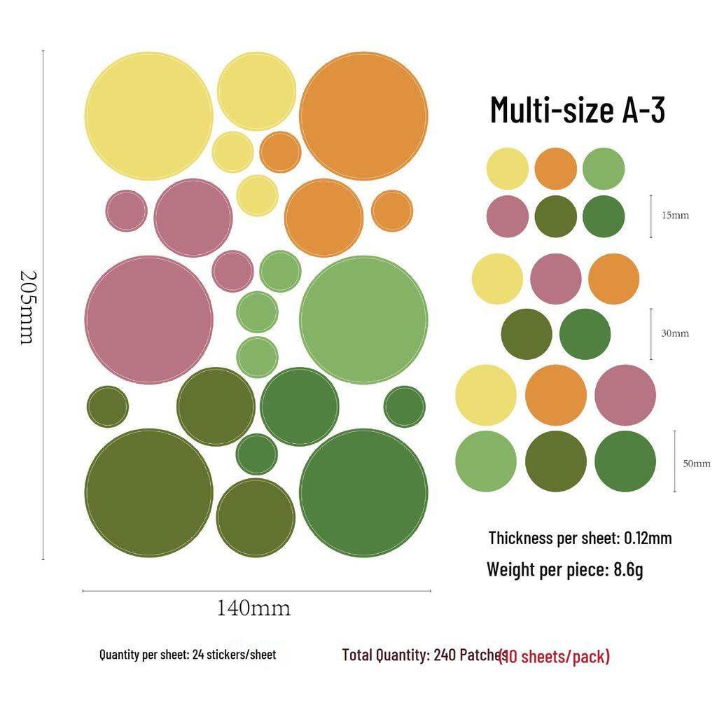 Colorful Polka Dot Stickers for Kids' Journals and DIY Albums