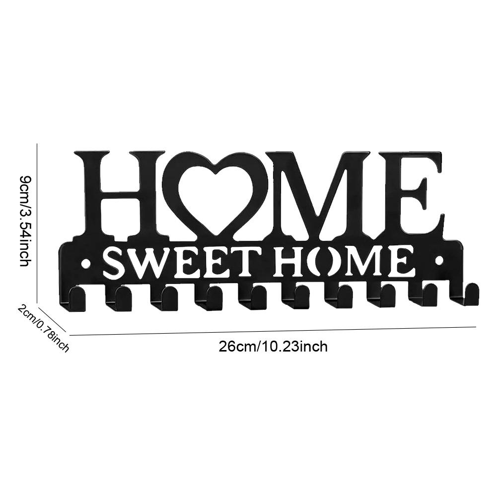 Wall Mounted Key Holder with 10 Hooks Self Adhesive Key Hooks Heavy Duty No Drill Key Hanger for Kitchen Bathroom