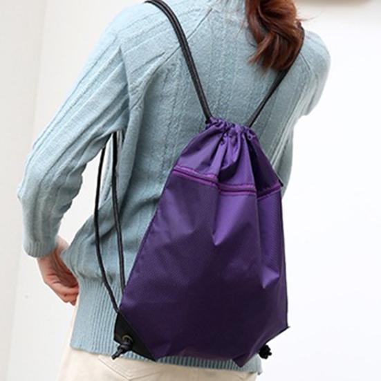 Unisex Sports Backpack Foldable Water-resistant Pure Color Drawstring Backpack for Workout