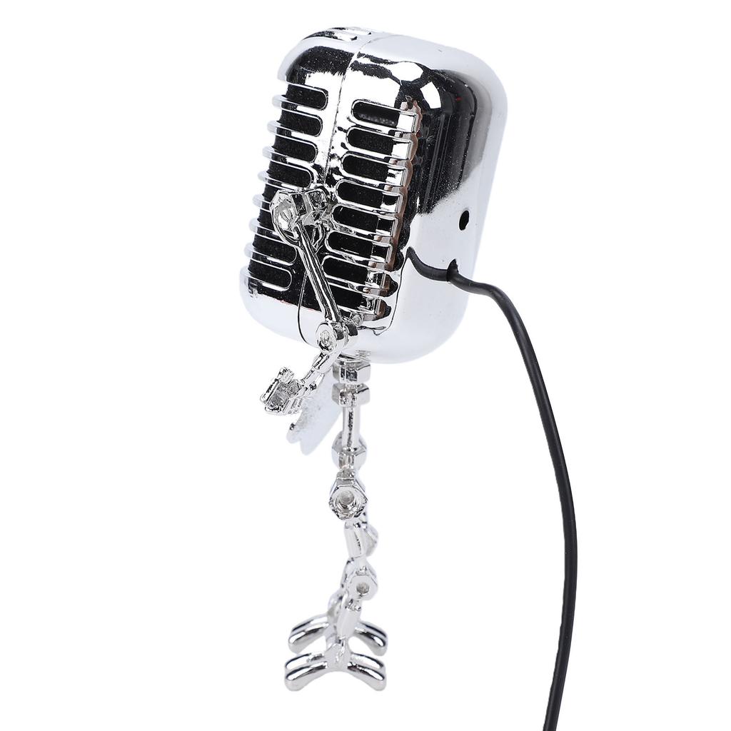 Yellow Guitar Microphone Desk Lamp USB Powered Vintage Microphone Guitar Robot Lamp for Music Lovers