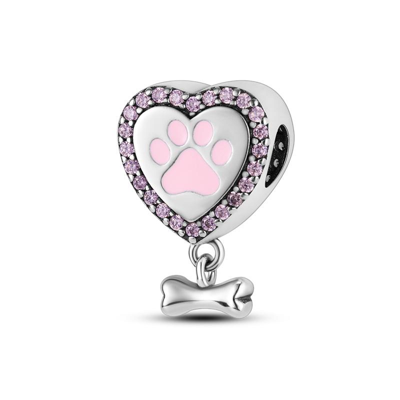 Copper Loving Dog Bead Charms Dog Paw Charm Bead Charms Compatible With Brand 3mm Authentic Bracelets Fine Do It Yourself Women Jewellery Gift