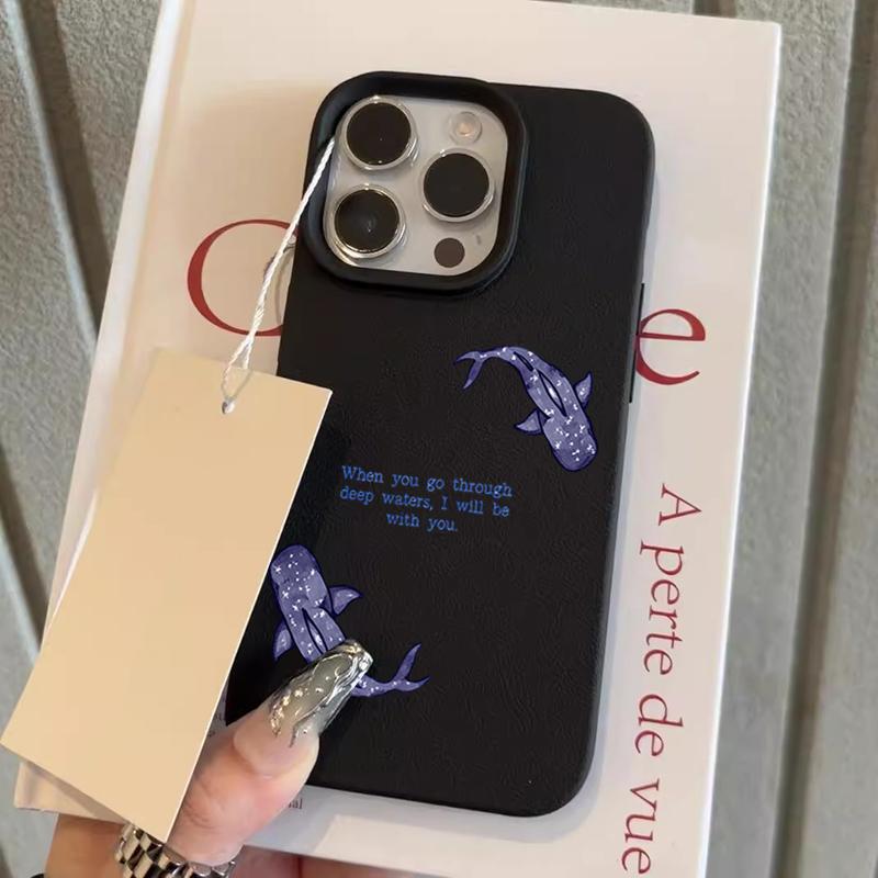 

Phone Case For iPhone 17 Pro Max 11 12 13 14 15 16 Pro 14 Plus 17 Air Ocean Whale Shark Lychee Texture Silicone Soft Cover iPhone XR