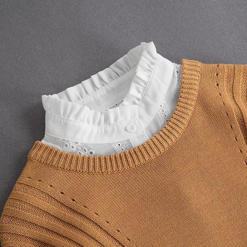 Ear Edge Pleated Fake Collar Versatile Collar Shirt Organza Decoration White Shirt For Women