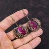 Faceted Kashmir Ruby Earring Copper Wire Wrapped Gemstone Earrings Copper Jewelry Handmade Dangle Earring Wire Wrapped Jewelry Gift For Wife