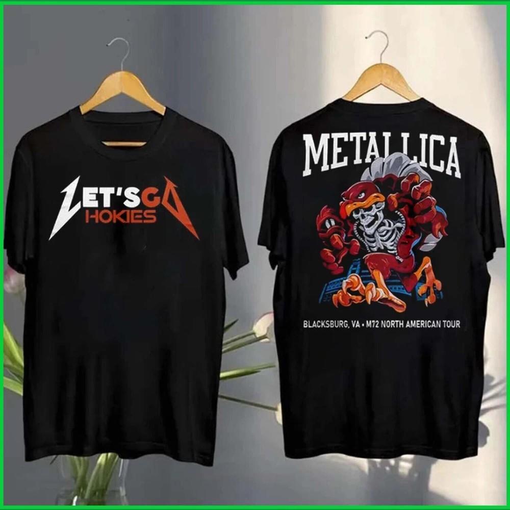 Metallica x Virginia Tech Тур 2025 Let’s Go Hokies Футболка унисекс с принтом с двух сторон S