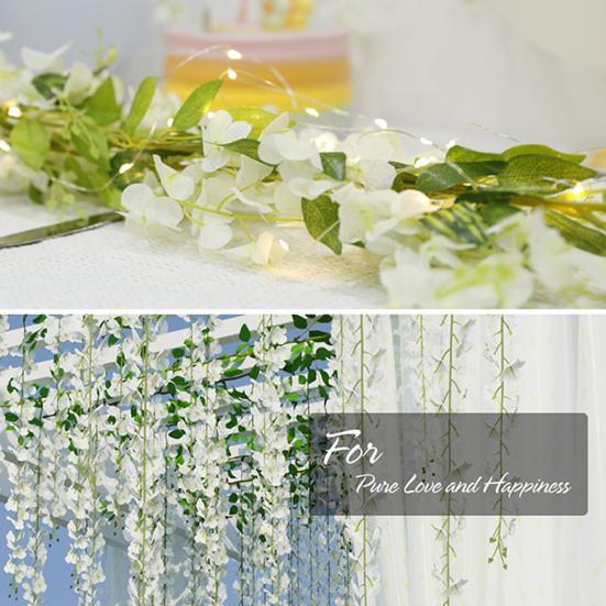 Simulated Wisteria Flowers Faux Weeping Plant with Flowers Artificial Flowering Wisteria Vine for Garland Wedding Arch Wall Decor