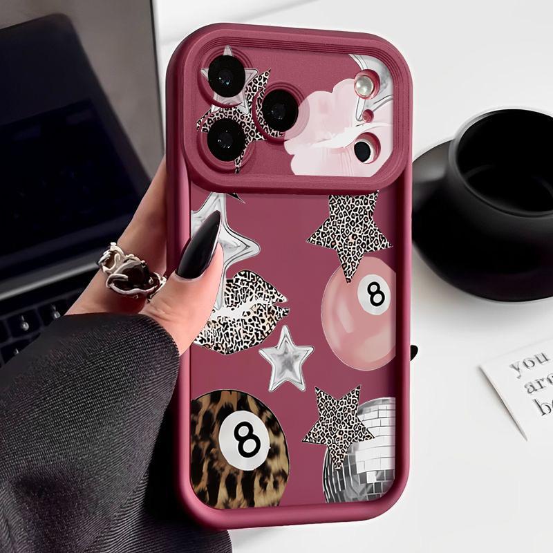 Shockproof Phone Case For iPhone 17 Pro Max Leopard Print Stars Billiards Silicone Cover For iPhone 16 Pro Max Cover iPhone 15 14 13 12 11 16E