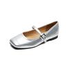 Square-toed Flat-bottomed Shallow-mouthed Single Shoes for Women One-strap Grandma Shoes