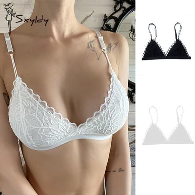 Sexy Woman Bra Floral Lace Bra Wire Free Bralette Lingerie Female Seamless Transparent Brassiere Intimates