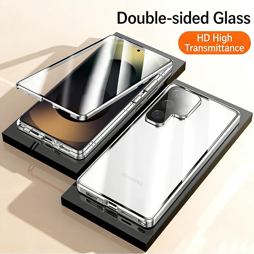 360 Metal Magnetic Adsorption Case for Samsung Galaxy S26 S25 S24 S23 S22 Ultra Plus Full Lens Protection Double Sided Glass Phone Cover