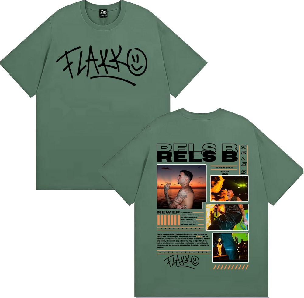 Rapper RELS B Skinny Flakk 2025 Tour Merch T Shirts Men Women Fashion Hip Hop Vintage Tshirt Casual ONeck Short Sleeve T Shirt