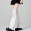 Harajuku Aesthetic Solid Color Leg Warmer Long Socks for Women Punk Buckled Strap Fastener Flared Leg Sleeves Streetwear