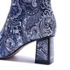 Johnature Genuine Leather Handmade Printed Comfortable Coarse Heel Side Zipper Women's Short Boots