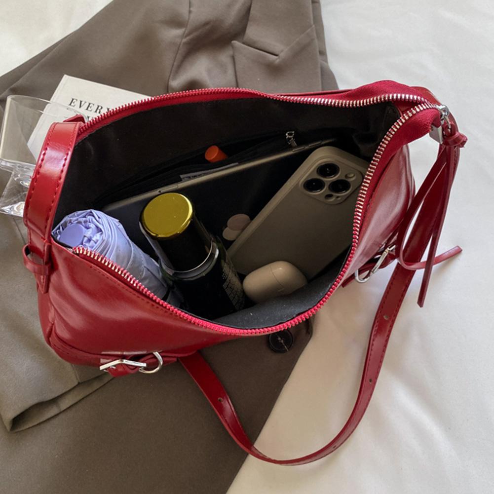 Women PU Underarm Bag Adjustable Strap Fashion Shoulder Bag Trendy Shoulder Handbag Zip Closure for Outdoor Travel