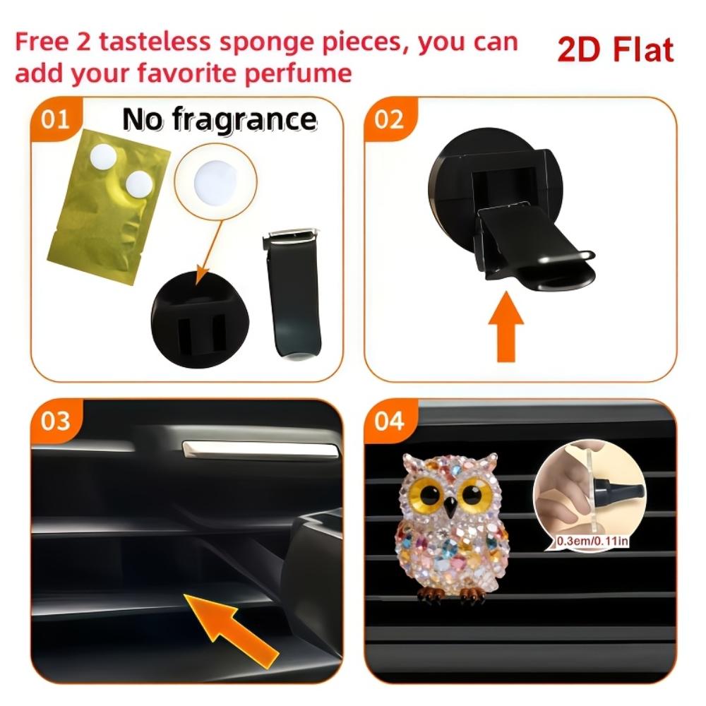 2D flat owl car vent clip decorative diffuser (fragrance not included), car interior decoration, aromatherapy clip, ideal for holiday gifts