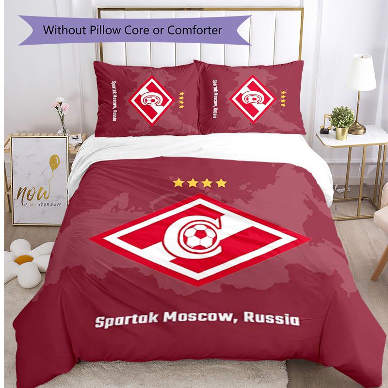Spartak Moscow Pattern Printed 3PCS Bedding Set Soft Skin-Friendly Washable Duvet Cover & Pillowcases Set All Season Bedroom