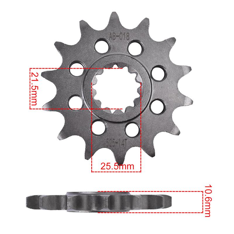 525 14T 42T Motorcycle Front Rear Sprocket Gear Wheel Cam for Benelli TRK502 X 2018 front 14T