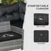 5-Piece Rattan Patio Furniture Set with Corner Sofa, Footstools, Glass Coffee Table, Cushions, Mixed Grey