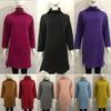 Damen Winter Lange Pullover Sweatshirts mit gemütlichem Rollkragen-Design und Schlitzsaum
