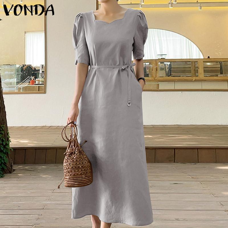 

Летнее женское однотонное длинное платье VONDA H-Line