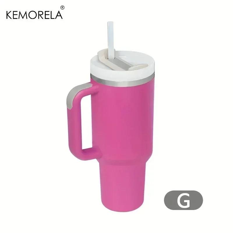 

40oz 304 Steel Insulated Water Top Bottle Thermal Coffee Car Mug Cold Mugs Vacuum Flask With Handle Straw For Sport 1200ml