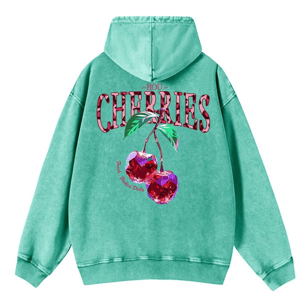 

Модный женский худи с эффектом стирки, с принтом кристальных вишен, уличная одежда, теплый хлопок, оверсайз, парная уличная одежда 3XL