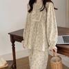Women Pajamas Garden Style Student Homewear Two-Piece Korean Version of the Bow Can Be Worn Outside Long-Sleeved Women