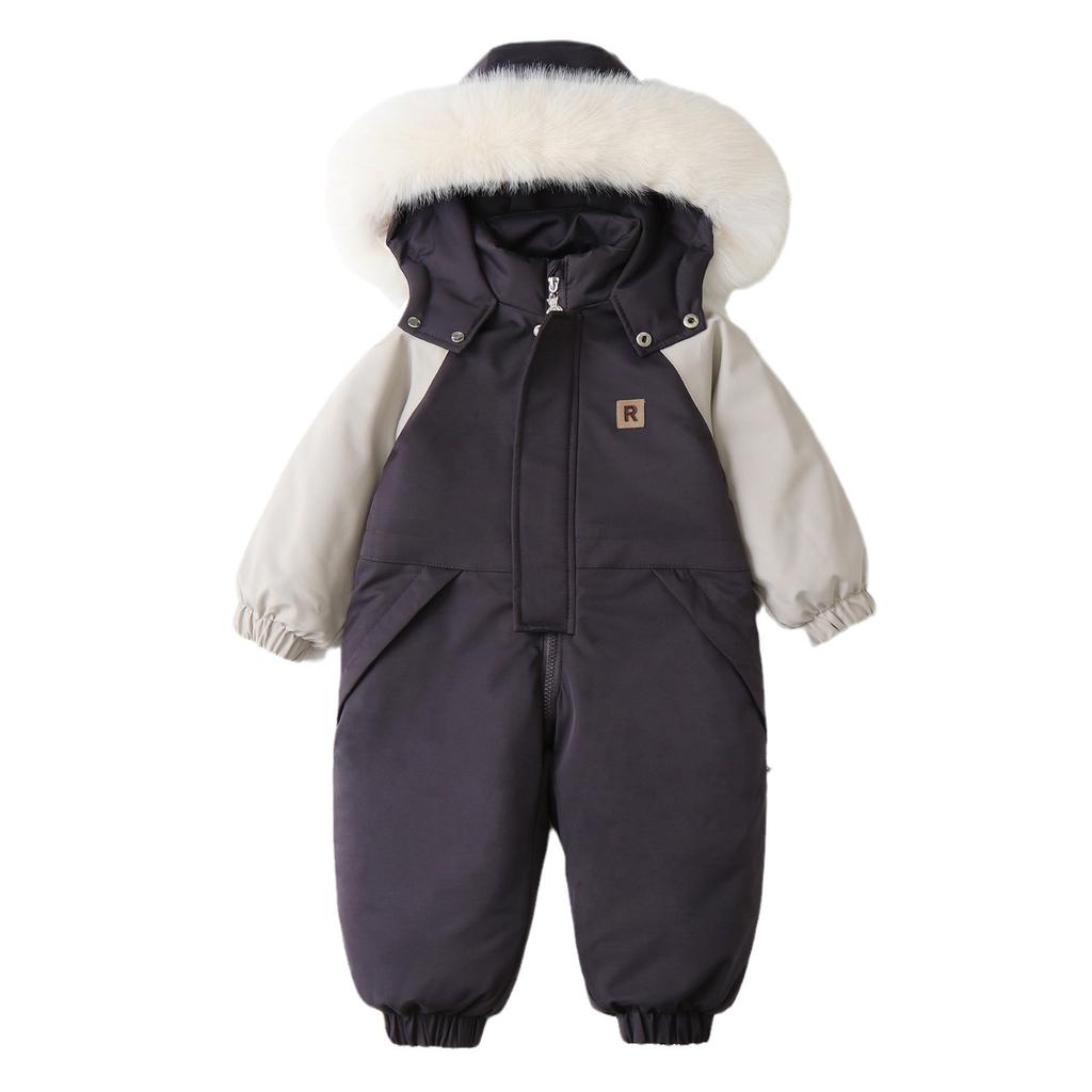 Kids One Piece Snowsuit Grils Boys Snowsuits Colorful Ski Suits Winter Hooded Romper Jumpsuits Toddler Outdoor Jacket Coat Children Snow Suits Outfits