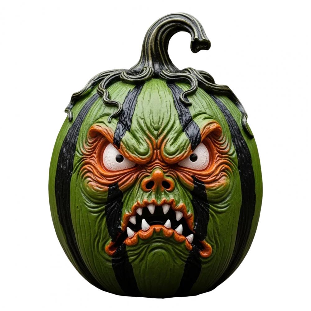 Quirky Pumpkin Decoration Spooky Halloween Pumpkin Figurine Sculpture for Home Office Decor Funny Pumpkin Face for Halloween