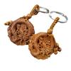 3D Carved Mahogany Pixiu Gourd Keychain Pendant