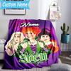 1PC Custom Name Witches Collage Throws Blanket Flannel Blankets for Couch Bed Gifts for Men Women Travel Picnic Christmas Fan Gifts
