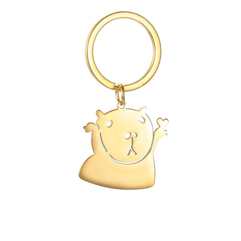 Capybara Stainless Steel Keychain Cute Funny Couple Pendant Stylish Daily Bag Charm Practical Valentine's Day Gift for Friends Kids
