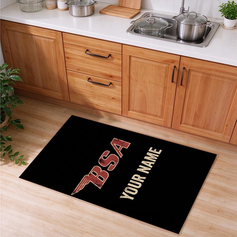 BSA motorcycles Customizable name kitchen floor mat easy to clean and wipe down Suitable for kitchens living rooms and entryways—a perfec