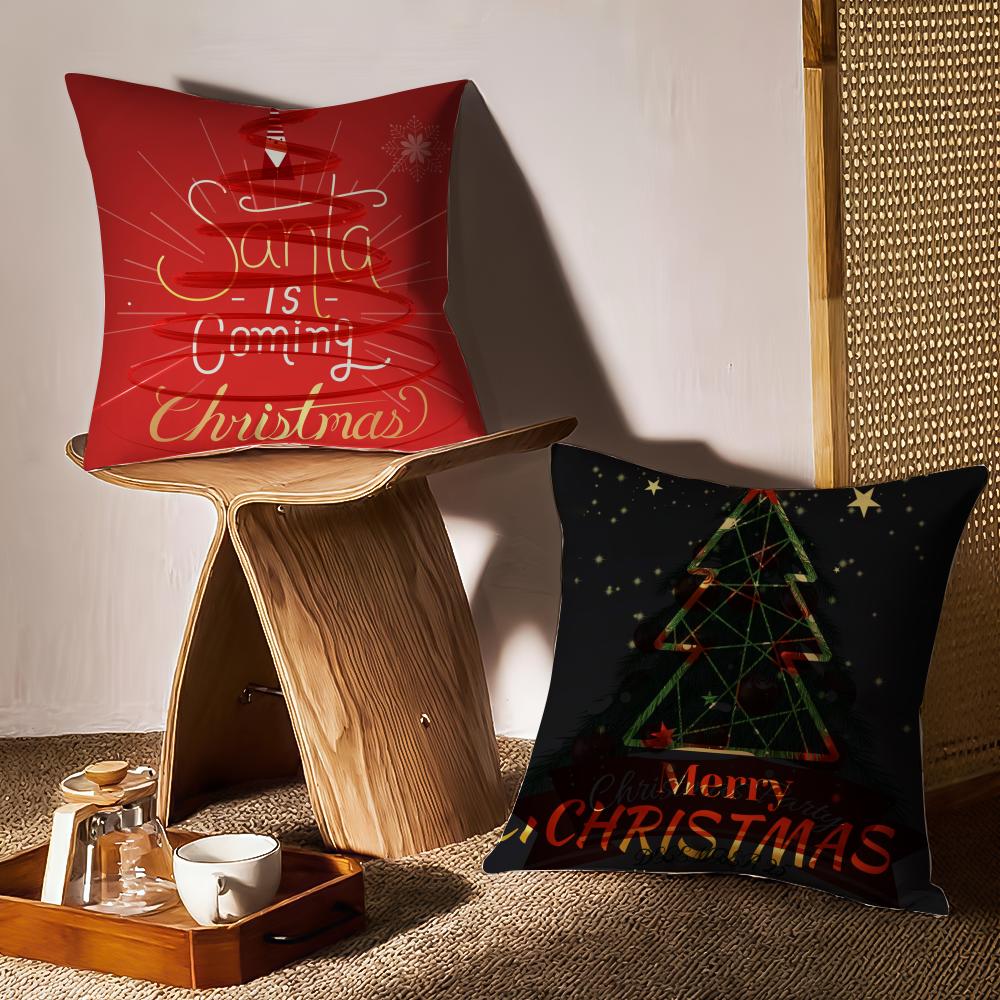 Christmas Tree Cushion Cover Pattern Printed Pillowcase For Living Room Sofa Cushion Cover & Bedroom Decor
