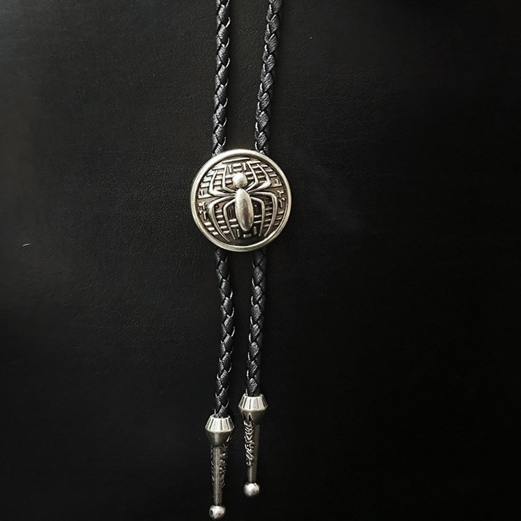 Metal Scorpion Animal Pendant Bolo Tie Western Cowboy Outfit Vintage Leather Cord Rodeos Necktie Necklace for Men Women