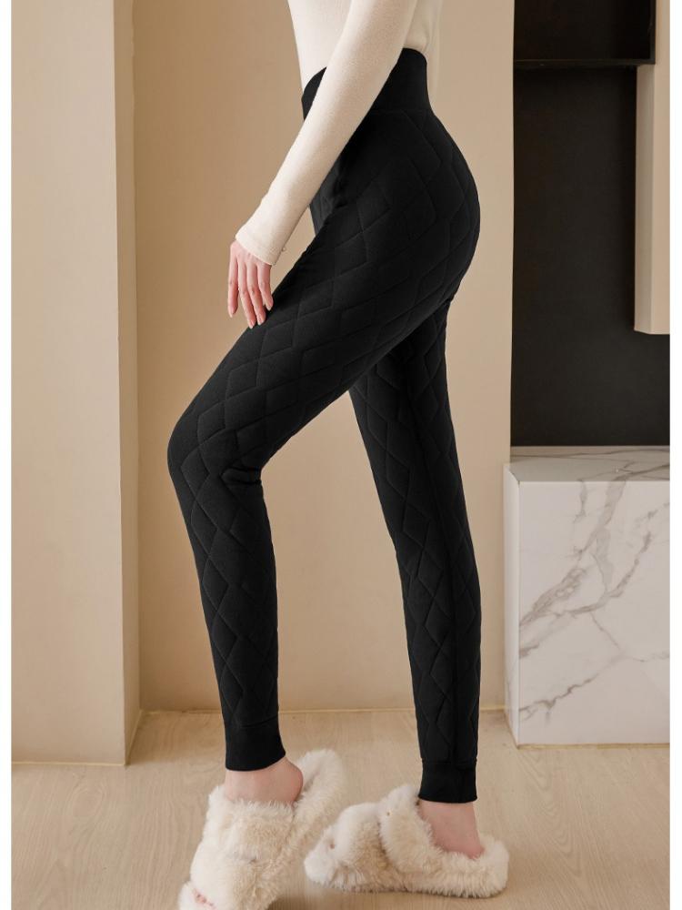 Cotton Pants Female Padded and Thickened Winter Outside Wearing De Down Bottoming Pants High Waist Lamb's Wool Warm Pants