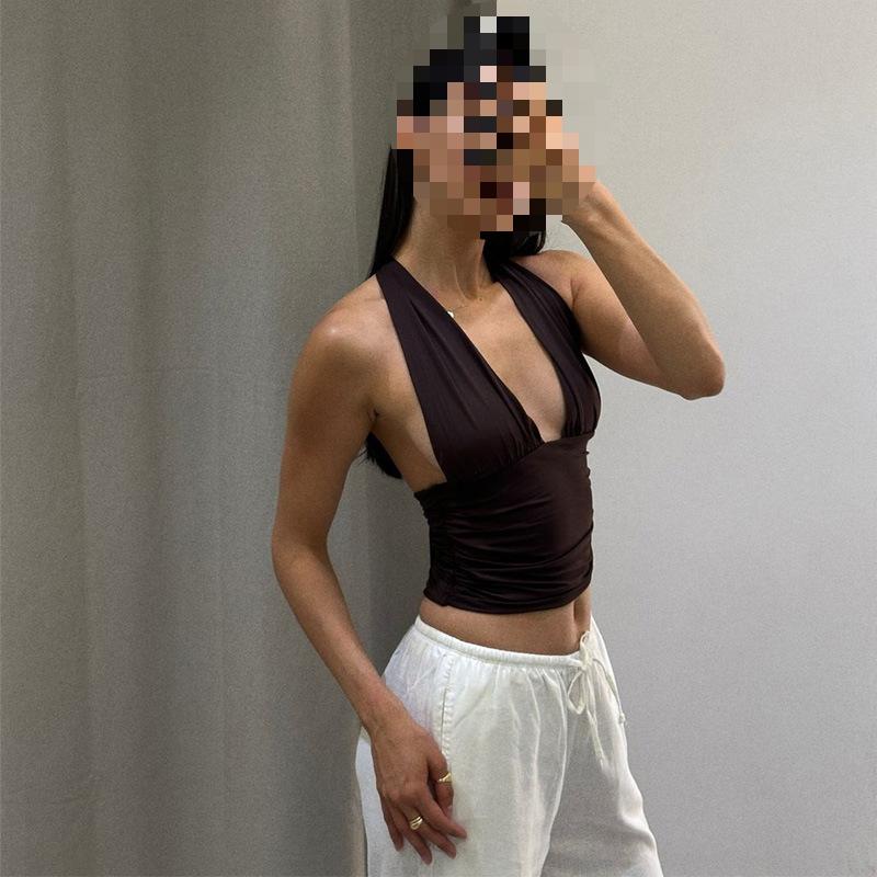 European and American Summer Neck Hanging V-neck Backless Slim Fit Tank Top