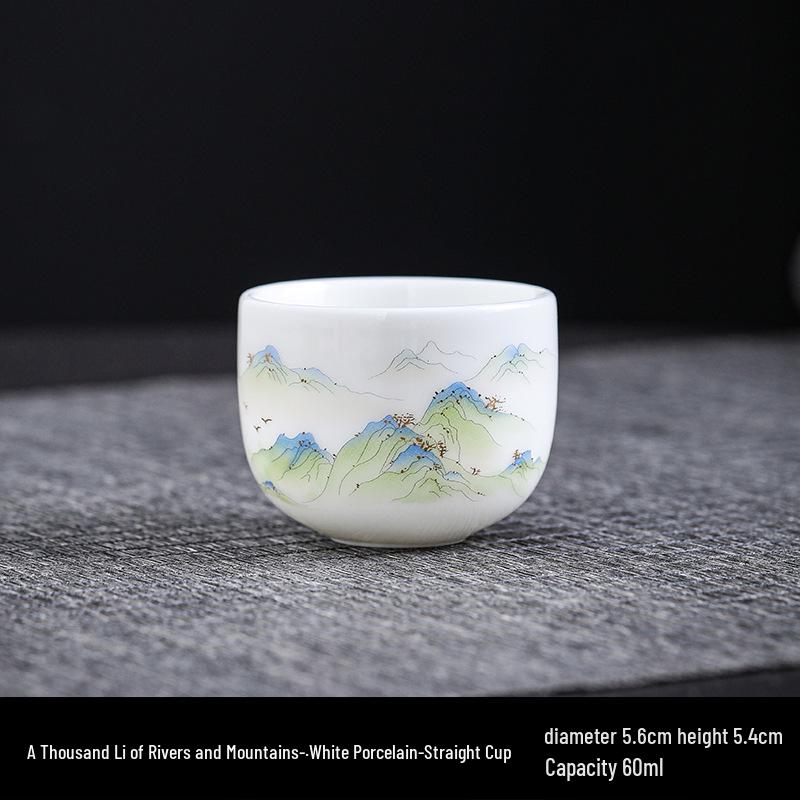 Kung Fu White Porcelain Tea Set: Ceramic Mutton Fat Jade Master Cup & Teacups Gift