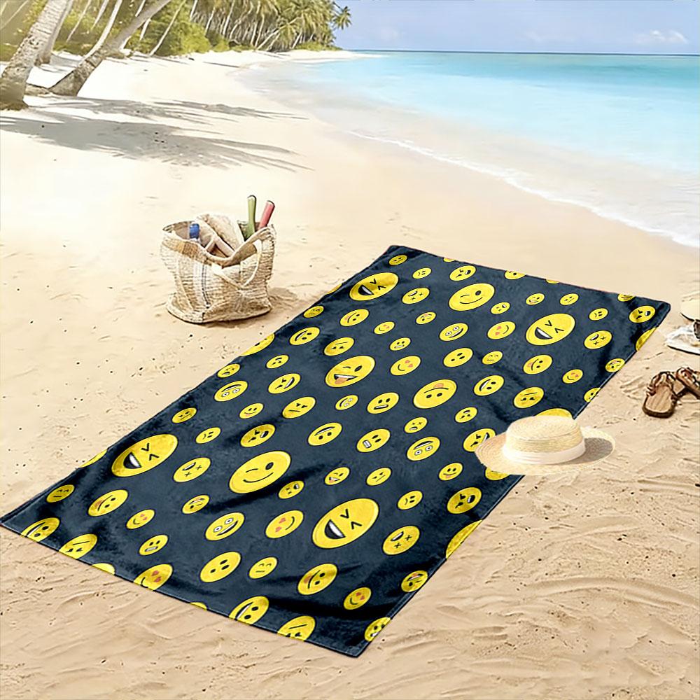 Fröhliche schwebende Ausdrücke Print Strandtuch, schnell trocknend, geeignet für Reisen, Outdoor-Sportarten, Joggen, den Strand und Schwimmen, Geschenk
