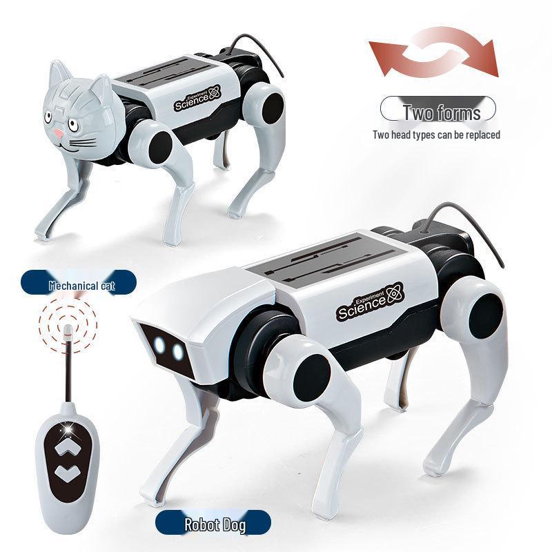 DIY Solar-Powered Quadruped Robot Dog: Educational Remote-Controlled Kit for Kids