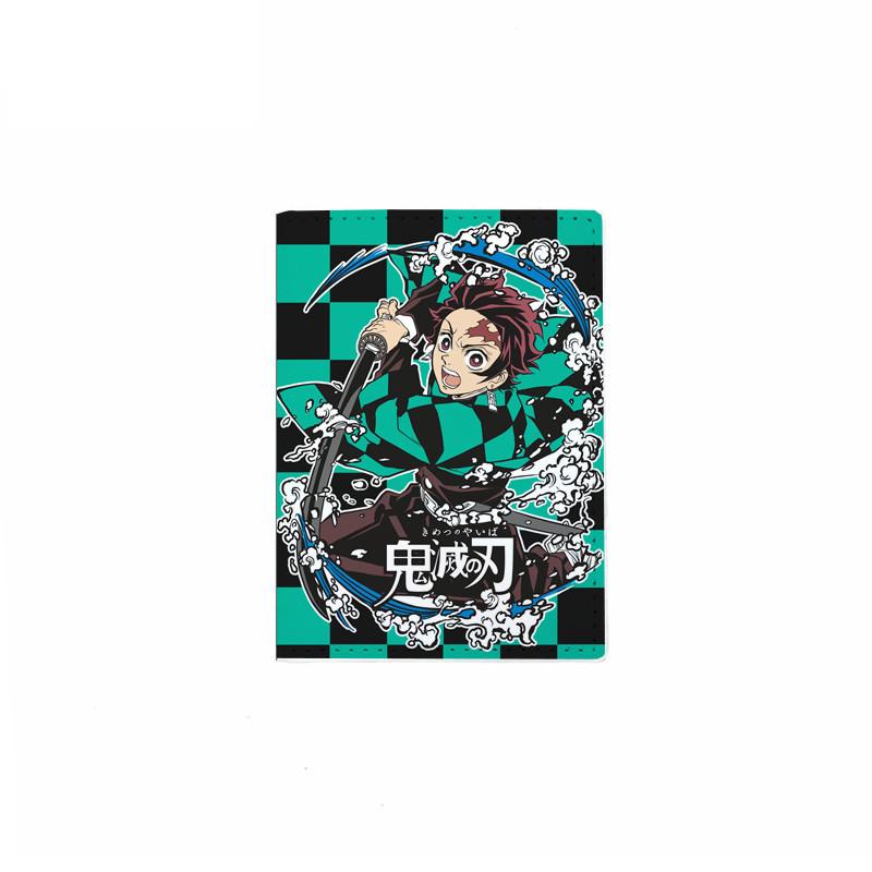 Japanese Anime Demon Slayer Passport Cover Unisex Students Travel Passport Holder Wallet Women Leather Credit Card Holder Case